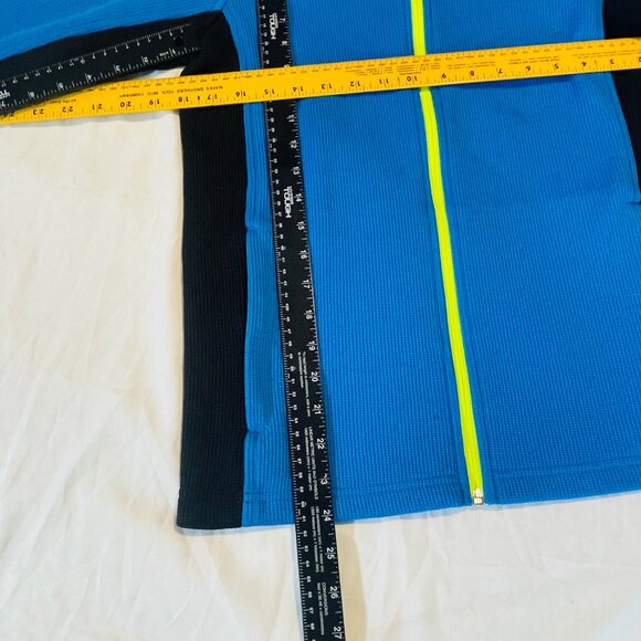 Spyder Youth Full-Zip Blue Jacket L 14/16 Black Panels Polyester W Neon Yellow - Picture 7 of 10